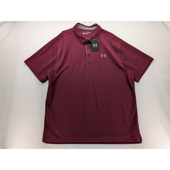 NWT Under Armour Men's UA Tech Polo in Maroon size 2XL - Picture 3 of 7